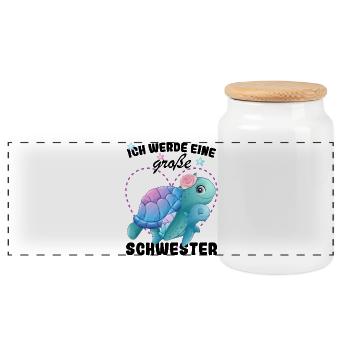 Announcing offspring I'm going to be a big sister in 2027 - Panoramic Cookie Jar with Wooden Lid - white - Front