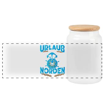 Segelboot Sprüche Urlaub Anker Norden Segler - Panorama Keksdose mit Holzdeckel - Weiß - Vorne
