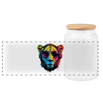 Lionne Lionne Maman Lionne Lionnes Maman Lions sauvages - Boîte à biscuits avec couvercle en bois - blanc - Devant