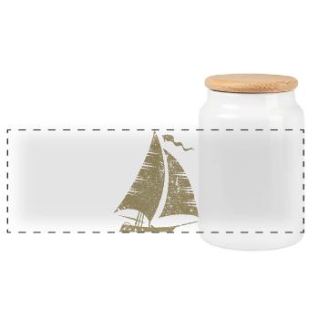 voilier minimaliste voilier voilier mer - Boîte à biscuits avec couvercle en bois - blanc - Devant