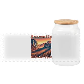 Yosemite Nationalpark Sonne Grunge Natur Wanderung - Panorama Keksdose mit Holzdeckel - Weiß - Vorne