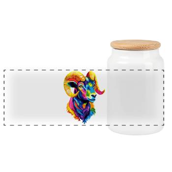 Widder Mufflon Aries Wilde Schafe Männliches Schaf - Panorama Keksdose mit Holzdeckel - Weiß - Vorne