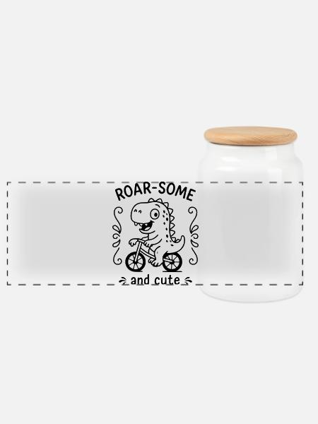 Roarsome - Panorama Keksdose mit Holzdeckel - Weiß