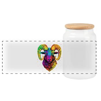Widder Mufflon Aries Wilde Schafe Männliches Schaf - Panorama Keksdose mit Holzdeckel - Weiß - Vorne