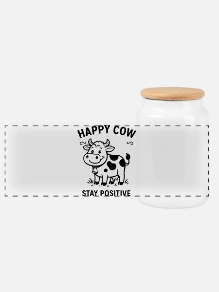 happycow - Panorama Keksdose mit Holzdeckel - Weiß