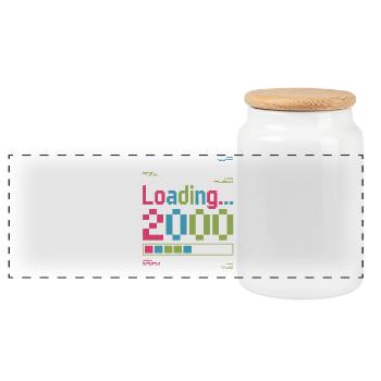 Pixel Retro Design Loading 2000 - Panorama Keksdose mit Holzdeckel - Weiß - Vorne