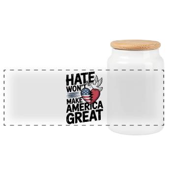 Hate Wont Make America Great - Panoramic Cookie Jar with Wooden Lid - white - Front
