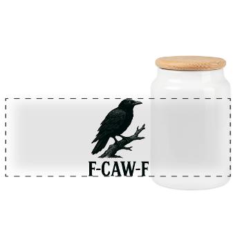  Sarcastic Raven – F-CAW-F Statement Art - Panoramic Cookie Jar with Wooden Lid - white - Front