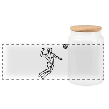 Beach volleyball player Drawing - Panoramic Cookie Jar with Wooden Lid - white - Front