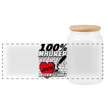 Mason Passion 200% Heart - Panoramic Cookie Jar with Wooden Lid - white - Front