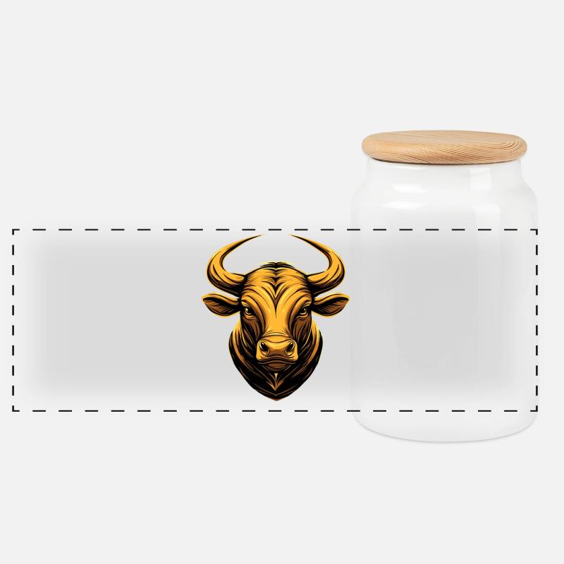 Stier Bulle Ochse Rind Bauernhof Kuh Taurus Bullen - Panorama Keksdose mit Holzdeckel - Weiß