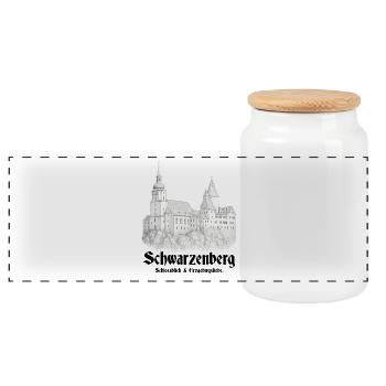 Schwarzenberg Schlossblick - Panorama Keksdose mit Holzdeckel - Weiß - Vorne