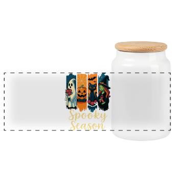 Spooky Season x Pink Ribbon Mashup - Boîte à biscuits avec couvercle en bois - blanc - Devant