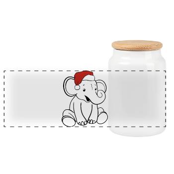Elephant Baby Christmas - Panorama Keksdose mit Holzdeckel - Weiß - Vorne