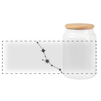 Taurus Star Constellation Zodiac Sign Black & Gray - Panoramic Cookie Jar with Wooden Lid - white - Front
