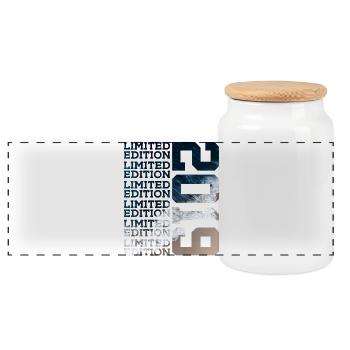 LIMITED EDITION 2019 7 JAHRE 7. GEBURTSTAG - Panorama Keksdose mit Holzdeckel - Weiß - Vorne