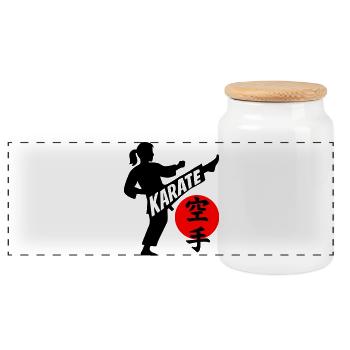 Karaté - Boîte à biscuits avec couvercle en bois - blanc - Devant