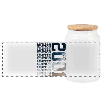 LIMITED EDITION 2001 25 YEARS 25TH BIRTHDAY - Panoramic Cookie Jar with Wooden Lid - white - Front