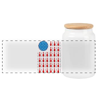 USA Flagge Patriotische Bowling Pins Muster - Panorama Keksdose mit Holzdeckel - Weiß - Vorne