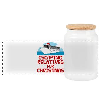 Échapper à des parents pour Noël Bateau de croisière drôle - Boîte à biscuits avec couvercle en bois - blanc - Devant