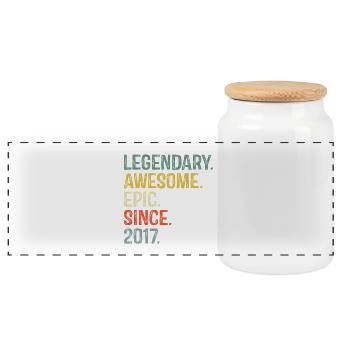 Legendary Awesome Epic Design 2017 - Panoramic Cookie Jar with Wooden Lid - white - Front