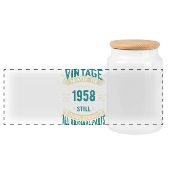 Millésime 1958 Fabriqué en Toujours en pleine forme - Boîte à biscuits avec couvercle en bois - blanc - Devant