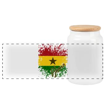 I love Ghana, Ghanaian pride - Panoramic Cookie Jar with Wooden Lid - white - Front