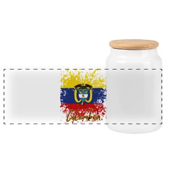 Drapeau grunge colombien, j’adore la Colombie - Boîte à biscuits avec couvercle en bois - blanc - Devant