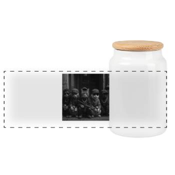 Funny Gangster Cats Street Design - Panoramic Cookie Jar with Wooden Lid - white - Front
