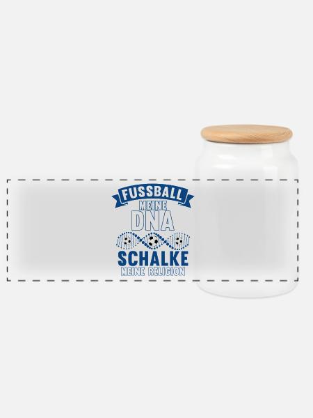Fussball DNA Schalke - Panorama Keksdose mit Holzdeckel - Weiß