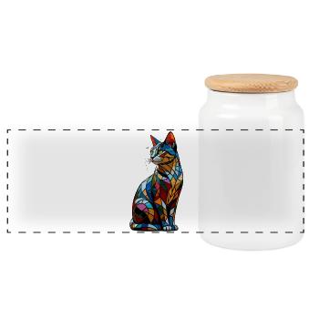 Chat coloré arc-en-ciel couleurs Popart chat maman chats - Boîte à biscuits avec couvercle en bois - blanc - Devant