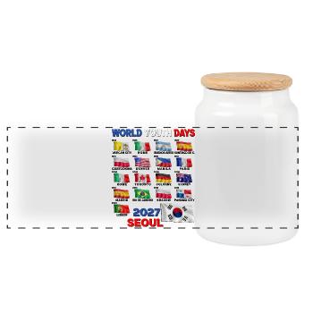 World Youth Day 2027 Seoul Seoul History WYD WYD WYG - Panoramic Cookie Jar with Wooden Lid - white - Front