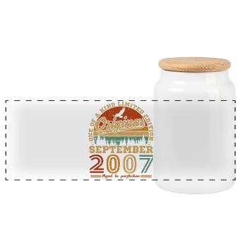 Vintage Cadeau Anniversaire Nées En Septembre 2007 - Boîte à biscuits avec couvercle en bois - blanc - Devant
