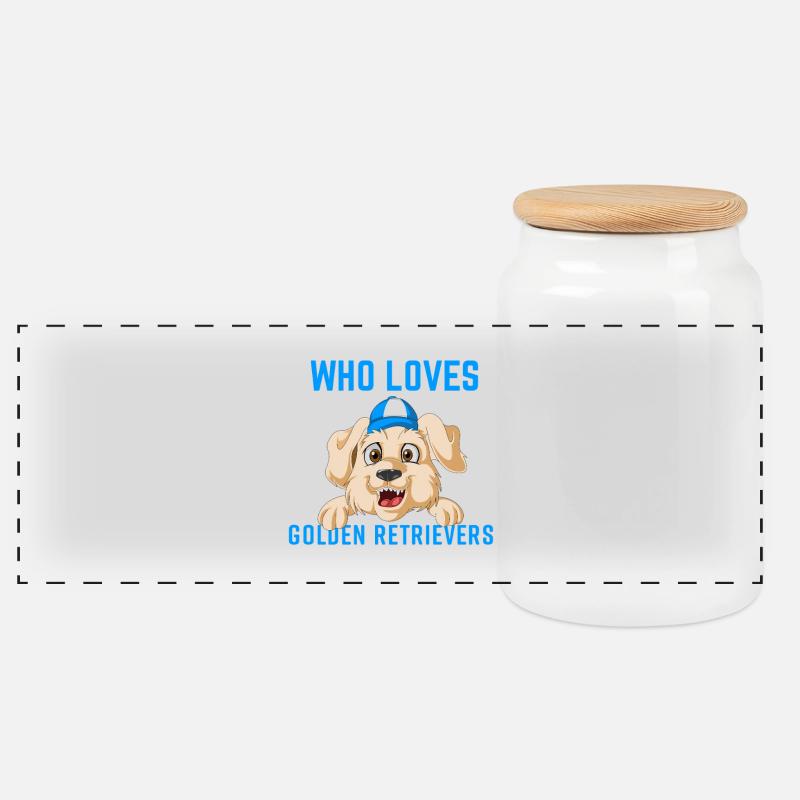 Juste un garçon qui aime les golden retrievers - Boîte à biscuits avec couvercle en bois - blanc