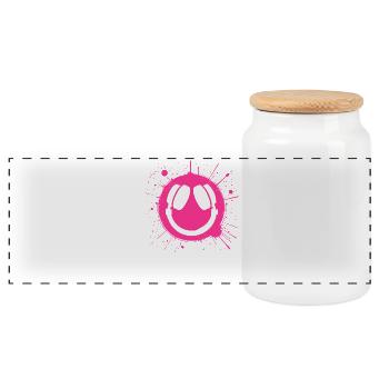 Vibrant Happy Face Graffiti Design - Panoramic Cookie Jar with Wooden Lid - white - Front