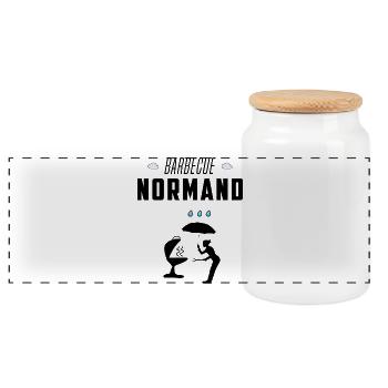 Barbecue Normand Idée de Cadeau Normandie - Boîte à biscuits avec couvercle en bois - blanc - Devant