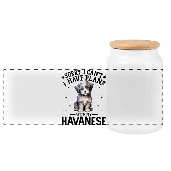 Adorable illustration de chiot pour vêtements - Boîte à biscuits avec couvercle en bois - blanc - Devant