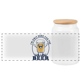 I'M ONLY HERE FOR THE BEER RETRO SPRUCH BIER - Panorama Keksdose mit Holzdeckel - Weiß - Vorne