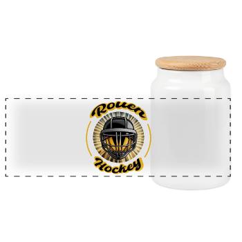 Rouen Hockey Fierté Normande sur la Glace - Panoramic Cookie Jar with Wooden Lid - white - Front
