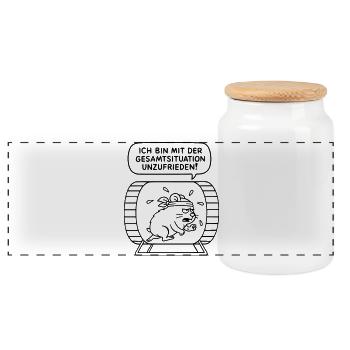 Dissatisfied with the overall situation! DESIRED COLOR! - Panoramic Cookie Jar with Wooden Lid - white - Front