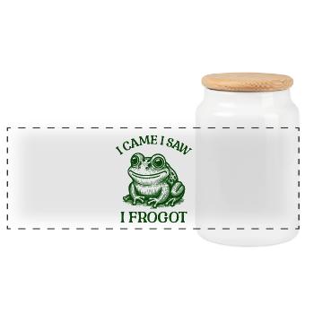 Je suis venu j’ai vu je frogot drôle de grenouille jeu de mots - Boîte à biscuits avec couvercle en bois - blanc - Devant