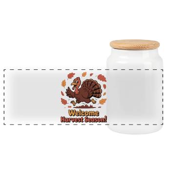 Illustration de la saison des récoltes festives de la dinde - Boîte à biscuits avec couvercle en bois - blanc - Devant