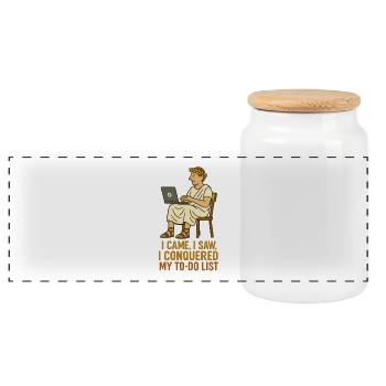 I came, I saw, I conquered my to do list - Panoramic Cookie Jar with Wooden Lid - white - Front