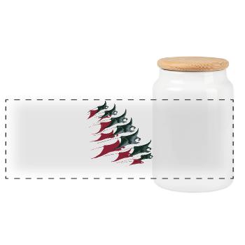 Manta Rochen Schwarm – Elegante Unterwasserwelt - Panorama Keksdose mit Holzdeckel - Weiß - Vorne