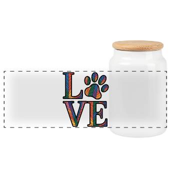 Amoureux des animaux - Boîte à biscuits avec couvercle en bois - blanc - Devant