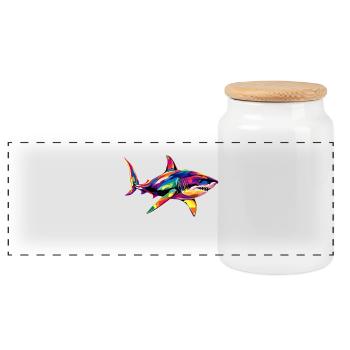 Shark Shark Tiger Shark Diver Cute Sharks Great White Shark - Panoramic Cookie Jar with Wooden Lid - white - Front