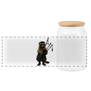 Cornemuse de raton laveur - Boîte à biscuits avec couvercle en bois - blanc - Devant