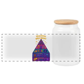 Maslow was right - Panoramic Cookie Jar with Wooden Lid - white - Front
