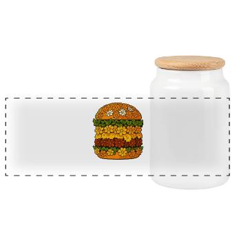 Floral Layered Sandwich Design, Burger Lover  - Panoramic Cookie Jar with Wooden Lid - white - Front