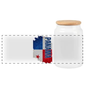 Panamaische Flagge, ich liebe Panama - Panorama Keksdose mit Holzdeckel - Weiß - Vorne